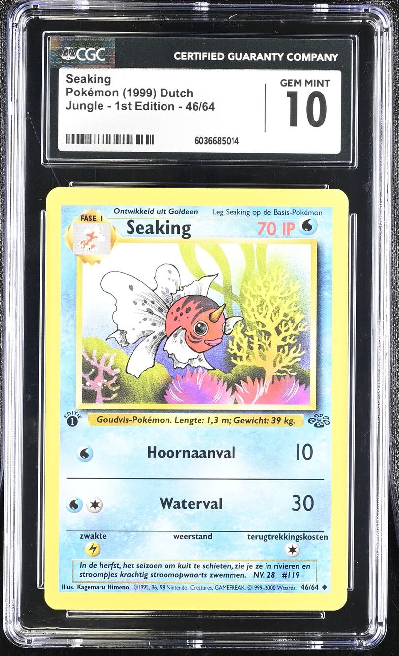 CGC 10 GEM MINT Seaking 1st Edition 46/64 Pokemon Dutch Jungle Set (PSA/BGS)